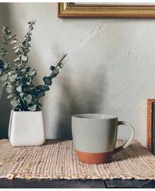 Juego de 4 tazas grandes de cerámica Mora para latte, de 16 oz - tazas de café de porcelana con asa grande, aptas para microondas, de estilo moderno, bohemio y único para cualquier cocina. Vajilla de piedra refractaria apta para microondas - colores neutros surtidos