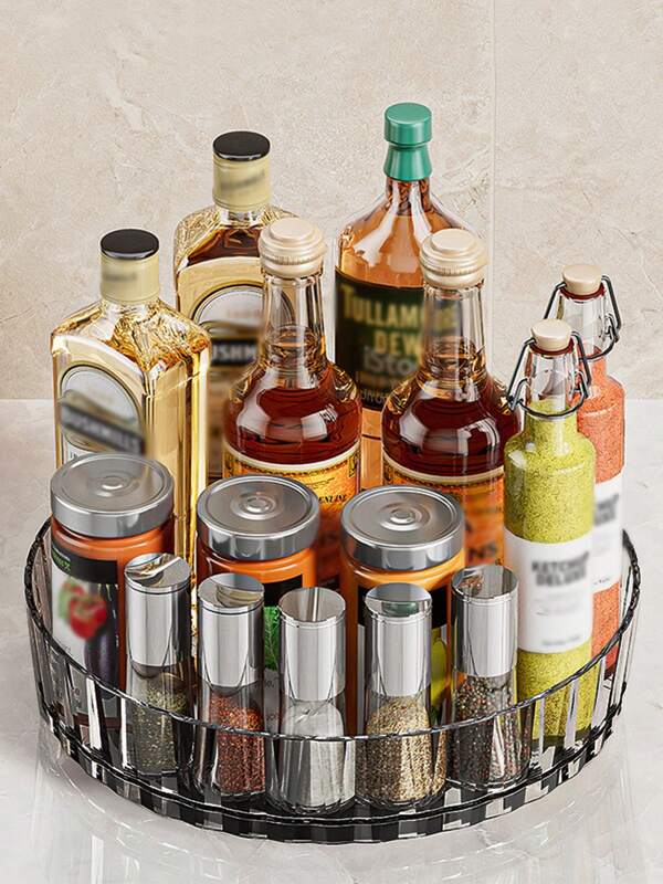 1 Rotatable Turntable, Storage Tray For Various Condiments, Oil, Salt, Sauce And Vinegar In The Kitchen, Storage Rack, Desktop Fruit Plate And Spice Rack, Rotating Non-Slip Tableware And Seasoning Bottle Turntable Storage Box, Gently Turn The Tray, Easily Take Out, No Cleaning Dead Corners, Easy To Rinse, Enjoy The Time, Suitable For Living Rooms, Bathrooms, Cabinets, Refrigerators And Dining Tables, Home Kitchen Storage Accessories.
