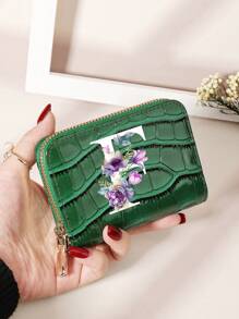 勃艮第包 Charry 红色包 酒红色包 1 件 首字母名称 A 到 Z 图案 多功能零钱包 字母图形卡夹 多卡位卡片收纳袋 信用卡 学校用品 宿舍 女士钱包 迷你钱包 钱包 卡包