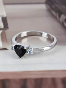 1 Peça Elegante e Romântica Anel com Forma de Coração de Alta Qualidade e Brilhante, com Zircônia, Presente Surpresa para Mulheres Perfeito para Proposta, Casamento, Visual Diário, Aniversário