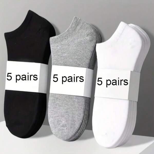 15 Pairs Of Women's Solid Color Socks, 95% Polyester And 5% Spandex,  Comfortable, Machine Washable, 280 Grams/Square Meter Knitted Fabric, Suitable For Daily Wear