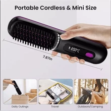 Numoya Portable Straightener Brush-GoBrush PRO, Rechargeable Mini Straightener - Black - View 9
