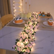 30颗LED人造玫瑰花环串灯，电池供电，10英尺玫瑰藤蔓仙女灯，适用于情人节、婚礼、卧室、生日派对、花卉装饰 - 彩色 - 查看 12