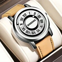 BINBOND Men Quartz Watches Top Luxury Magnetic Levitation Hollow Out Design Leather Strap Waterproof Men Quartz Watch - one-size - View 9