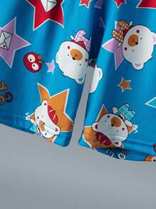 3 件套小男孩星星和熊印花短袖 T 恤、短裤和长裤，适合 4-12 岁男孩和女孩的休闲轻便服装，春夏 - 彩色 - 查看 9