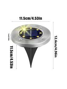8-LED Solar Power Buried Stainless Steel Outdoor Waterproof Garden Landscape Path Lawn Lights - Black - View 4