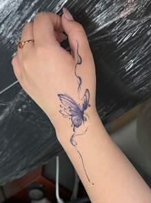 Haina Two Hand Tattoo Template Fingernail Flower Tattoo Template Staining Cream Combination Haina Hand Drawing Set (Left And Right Hand Tattoo Templates+2 Bottles Of Tattoo Juice Staining Cream Rose Red Purple) Multi Pattern Male And Female Available Semi Permanent Finger Wrist Shoulder Neck Clavicle Body Art Skin Hand Drawing Waterproof Simulation Tattoo Template Set - Multicolor - View 7