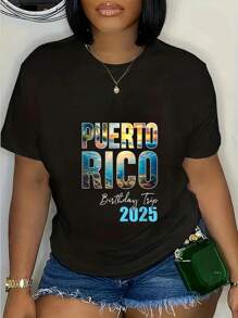 Puerto Rico Birthday Trip 2025 Vacation Party Crew Cruise T-Shirt Women's Men's Graphic Tee Causal Tops