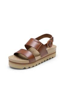 Women's Platform Sandals Open Toe Ankle Strap Arch Support Lightweight Comfortable Vacation Dress Shoes Cute Buckle Beach Summer Wedge Sandals - màu nâu - Xem 4