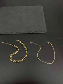 2pcs Punk Exaggerated Stainless Steel Twisted Rope Bracelet, Suitable For Men's Daily Wear - Bracelet - View 3