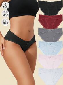 6-Pack  Elegant And Comfortable Striped Cotton Bikini Briefs - 多色1 - 查看 1