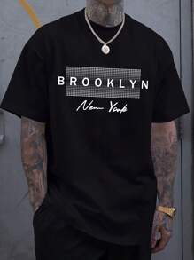 Áo thun nam cổ tròn tay ngắn in chữ thời trang - màu đen - Xem 1