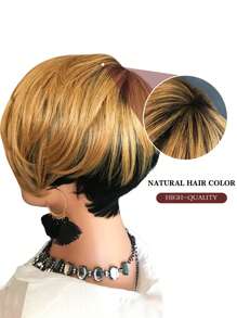 Short Human Hair Wigs For Black Women Short Blonde Bob Pixie Cut Wig Human Hair Short Wigs Human Hair Natural Straight Pixie Wig With Bangs Ombre Blond 1b/27# 8inch - SNATURAL/27 - 查看 4