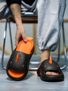 Dép quai ngang Shark Monster, Dép xỏ ngón quai mới, Đế dày chống trượt, nhẹ, không thấm nước, thích hợp cho phòng tắm, ký túc xá, hồ bơi, bãi biển - màu đen - Xem 5