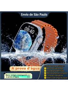 Smartwatch U9 Ultra Plus: Resistente à Água IP68 - Relógio Inteligente da Série 9 para o Estilo Brasileiro - Prata - Visão 3