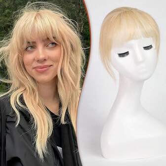 360°夹式空气刘海接发，适合有鬓角的女性，3个牢固夹子，全刘海