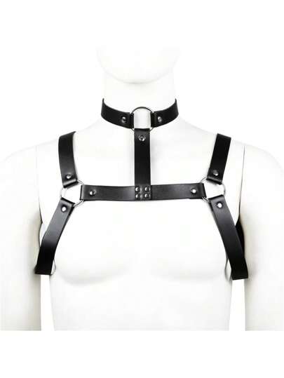 Arnés De Pecho De PU Para Hombres Ropa Interior Juego Cinturon