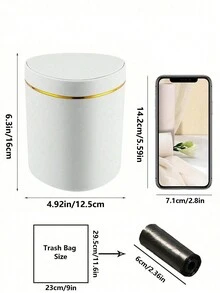 迷你垃圾桶，带盖小型垃圾桶，桌面垃圾桶，塑料桌面废纸篓，旋盖设计防止异味泄漏，用于存放果皮和纸屑等桌面垃圾，保持桌面整洁，适用于浴室、家庭办公室、咖啡桌、办公室、客厅、书房等场所。 - 彩色 - 查看 4