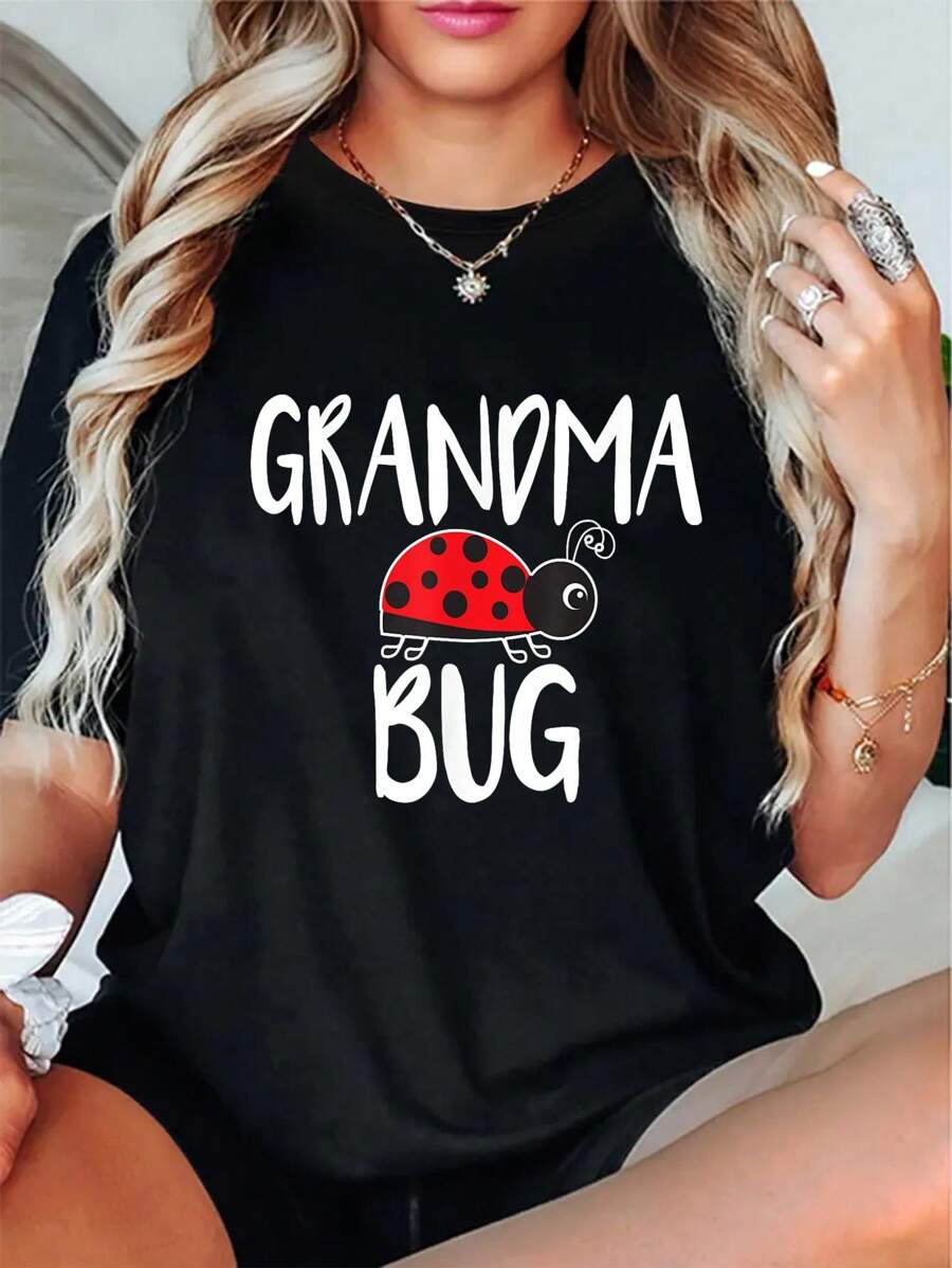 Camiseta divertida de manga corta informal con la abuela Mariquita Bug