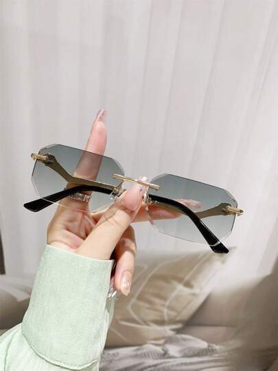 1副女士时尚眼镜，2025新款无框复古金属百搭眼镜，适合驾驶、骑行、户外运动、派对、夏季海滩度假、户外活动和旅行等时尚场合。