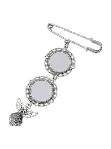 1 pieza Broche de solapa personalizado con foto de boda, recuerdo conmemorativo, pasador de ojal, broche con imagen personalizada de ángel para ramo, regalo DIY para la madre o el padre de la novia o el novio, broche de graduación - Multicolor - Ver 12