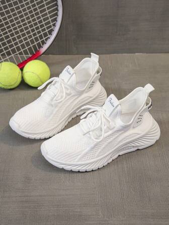 1 Pair Unisex Breathable Lace-Up Design Soft Bottom Casual Shoes, Suitable For Spring And Summer