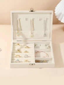 1pc Large Capacity 2-Layer Jewelry Box, Bathroom Storage Box, Containers, Jewelry Organizer, Cabinet Storage Box, Jewelry Box For Necklaces, Earrings, Bracelets, Rings, Elegant French Style, Gold Jewelry Box, Luxurious Multi-Layer Lockable Jewelry Storage Box, Anti-Oxidation Bracelet, Earring, Necklace Jewelry Box, Multi-Compartment Multi-Layer Ring, Bracelet, Pendant Jewelry Organizer, Jewelry Carrying Case - Multicolor - View 7