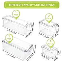 7/8/10pcs Fridge Organizer Bins, Muti-Sizes Clear Fridge Organizer With Lids Stackable Fruit Storage Containers, For Kitchen - Clear - View 6