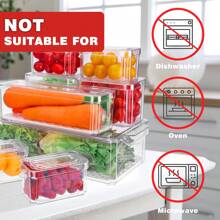 7/8/10pcs Fridge Organizer Bins, Muti-Sizes Clear Fridge Organizer With Lids Stackable Fruit Storage Containers, For Kitchen - Clear - View 9