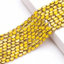 48pcs 4*6mm Colorful Crystal Glass Beads With Gold Trim, Middle Hole, For DIY Crafts, Jewelry Making, Shoes, Accessories, Phone Chain, Necklace, Bracelet, Glasses Chain