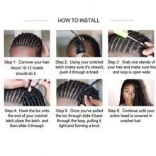 24 Polegadas 6 peças/Pacote Extensões de Cabelo Trançado Sintético Soft Yaki Pré-Esticado, Tranças de Crochê Sintéticas Profissionais Adequadas para Todas as Mulheres - Multicolorido - Visão 10