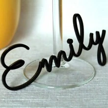 Exquisite Wedding Nameplate -Personalized Wedding Place Table Cards Laser Cut Names Guest Names Weddings Place Cards Laser Cut Name Signs Place Settings Bride And Groom-1PC, Multi-Functional, Ornamental, Reusable, High-Quality, Cute, Colorful, Tidy, Modern, Custom, Personalized, Unique, Ideal Gifts For Him, Ideal Gifts For Her, Her, Boyfriend, Girlfriend, Dad, Mom, Friends, Family, Son, Daughter, School Students, Workers, Kids, School, Office, Home, For Anniversaries, For Birthdays, For Housewarming, Wedding Essentials,Christmas Gift Supplies - Multicolor - View 4
