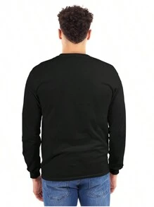 Animal Long Sleeve Graphic Tee Shirt Lion Animal Pun Proverb See No Evil Speak No Evil Listen To Jungle Casual Everyday Cotton Printed Crewneck Tshirt - Black - View 2