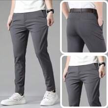 Men's Formal Pants SLIM FIT Elastane Stretch - Grey - View 4