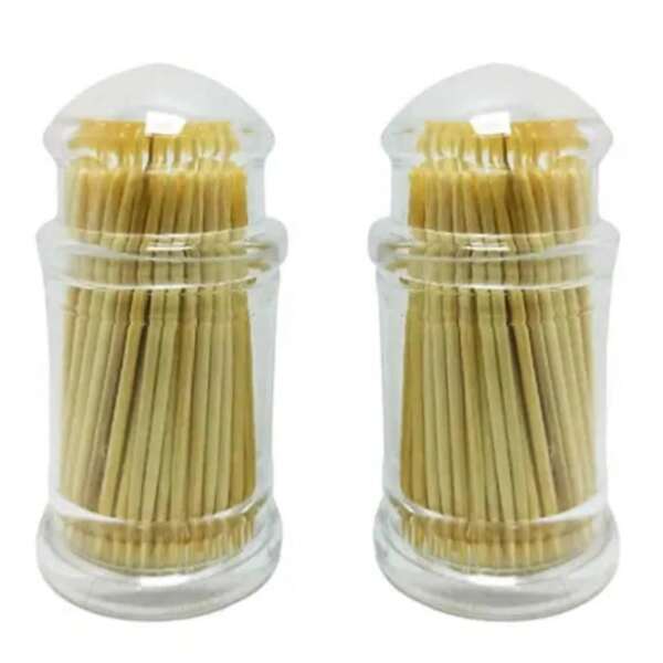 Kit 2 Paliteiros Em Acrílico Com 200 Palitos Em Bambu