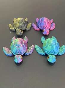 3D Printed Sea Turtle With Realistic Eyes, Colorful Gradient Laser, Desktop Decoration, Perfect Gift For Friends And Family, Movable Limbs, Suitable For Parties And Outdoor Car Shows, Macaron Colors Randomly, Plastic Art Craft Decor [Eye Color Random]
