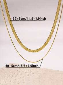 Biokia A Set Of Retro Double-Layer Snake Bone Chains, Flat Chains, And Personalized Layered Women's Collarbone Chains - Gold - View 8
