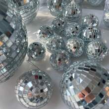 1 个 20 厘米银色反光镜面迪斯科球,激光舞台球适用于派对/婚礼/节日装饰 / 1 个 10 厘米镜面球 + 6 个 5 厘米镜面球 - 銀色 - 查看 5