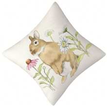Fundas de almohada de Pascua con diseño vintage de conejito de acuarela y flores, fundas de cojín para el hogar - Blanco marfil - Ver 3