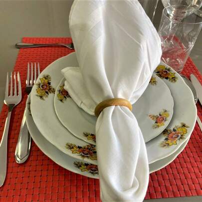 Porta Guardanapo Kit 6 Argolas de Madeira Anéis para Guardanapos Mesa Posta