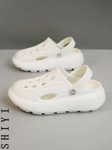 女士镂空厚底时尚休闲户外穆勒鞋 - 米色 - 查看 3