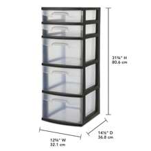 Sterilite 5-Drawer Tower, Black, Multi-Purpose Organizer, New Year Storage Upgrade - 黑色 - 查看 4