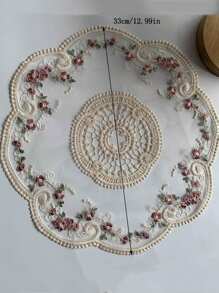 1pc French Lace Tablecloth, Sophisticated And Atmospheric Dining Mat Household Decor