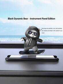 Skateboard Bear Sliding Ornament Car Dashboard Cartoon Moving Bear Decor, New Model - one-size - View 12