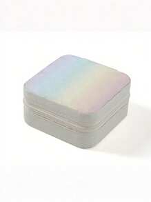 1 件便携式渐变珠宝收纳盒 - 宽敞方形拉链盒，可收纳耳环、项链、手链和戒指