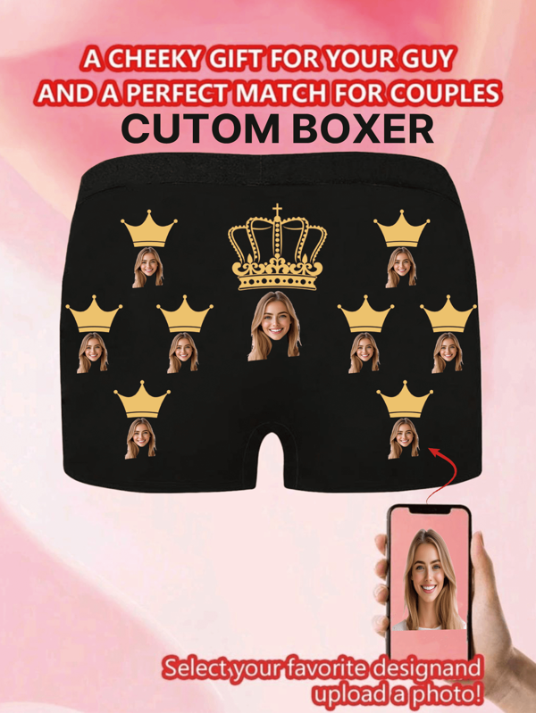 Customized Gift For Husband And Boyfriend,Men's Black Graphic Letter Progress Bar Print Briefs,FACE BOXER,Valentine's Day, Quirky, Romantic, Special Men's Underwear Gift,Dawg,Colorful,Cute,Adorable,Contracted,Funny,Custom,Unique,Customized,Personalized,Ideal Gifts For Him,Boyfriend,Girlfriend,Family,Friends,Grandparents,Children,Her