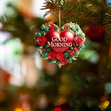 3.14 Inches Valentine Hanging Ornaments Cute Rose Heart Car Rearview Mirror Charms Keychain Decorations