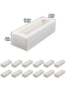 10pcs/20pcs Rectangular Window Macaron Boxes, Bread Boxes, Dessert Boxes, Donut Boxes, Chocolate Boxes, Candy Gift Boxes - Paper - View 4