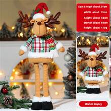 Christmas Retractable Snowman Doll Ornaments Colorful Plaid Reindeer Toys For Window Desktop Home Holiday Decoration