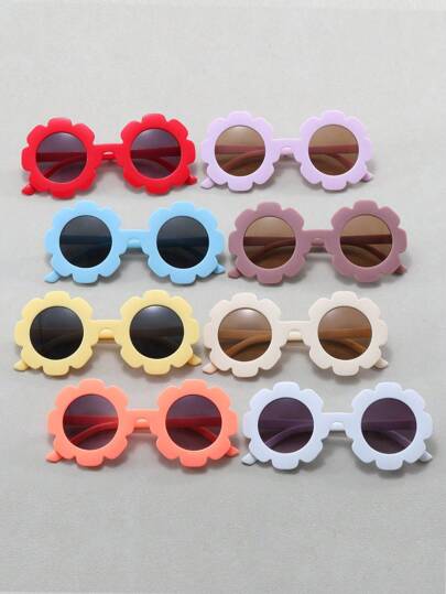 1 Pair Unisex Kid's Floral Sunflower Round Glasses, Personalized Accessory For Hiking, Travel, Outdoor, Party, Fashion Show